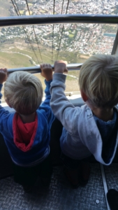 The boys enjoying the views from the Table Mountain cable car