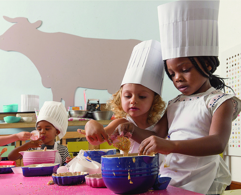 A cooking class for little ones in the children's playroom at Spier