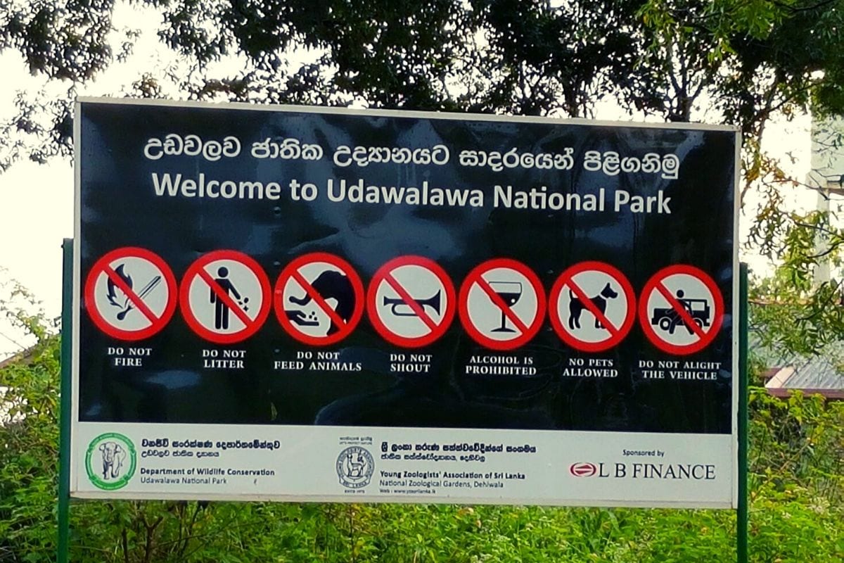 Udawalawe National Park sign