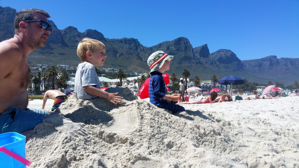 Beautiful white sandy beaches of Cape Town with the dramatic Twelve Apostles in the background