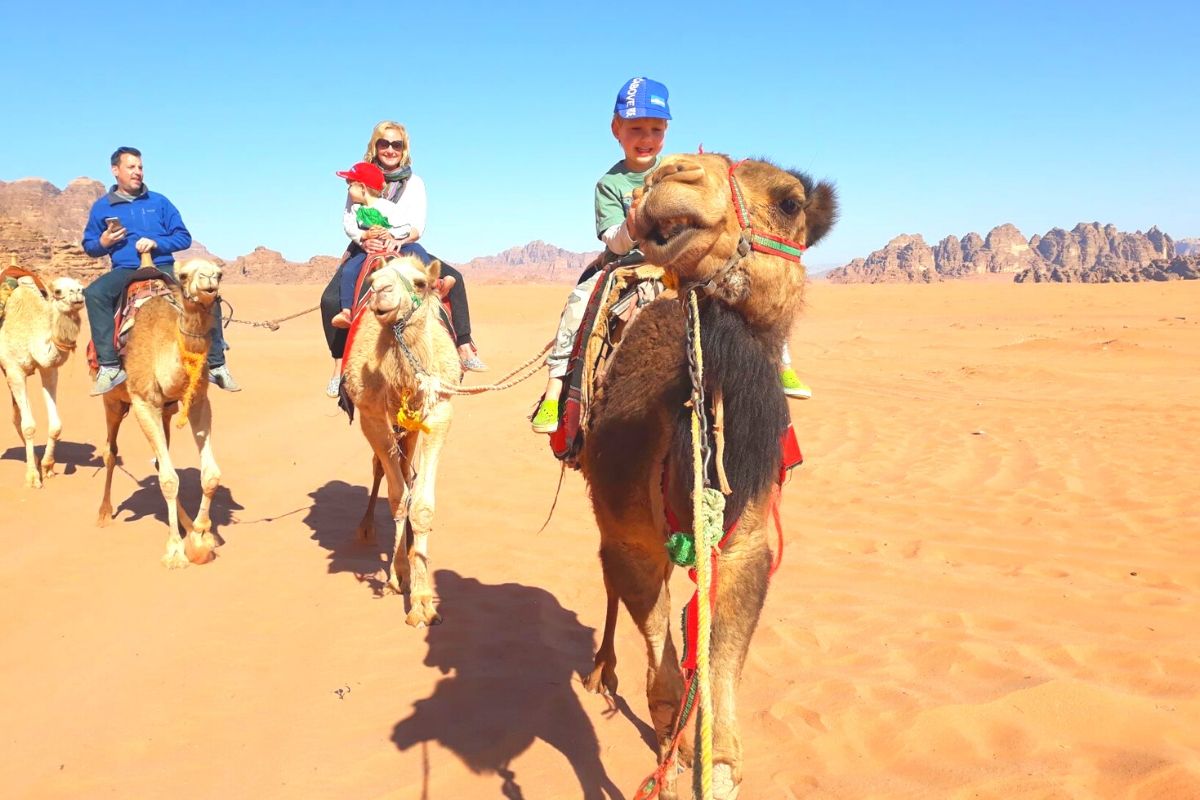 Camel ride in the Wadi Rum Desert
