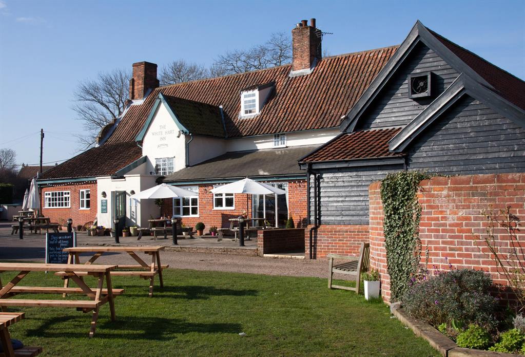 Loads of outdoor seating at the White Hart in Blythburgh
