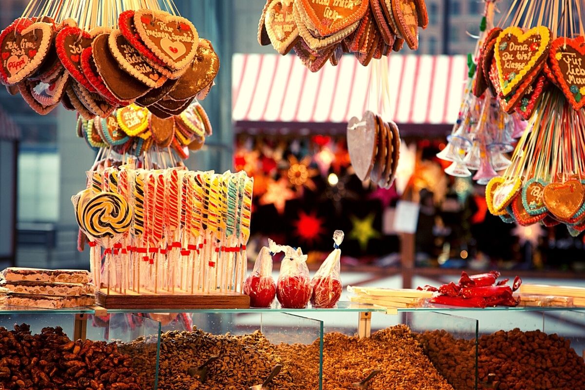Festive goodies at a Christmas market stall