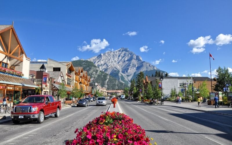 Main Street in Banff Town in Banff National Park.