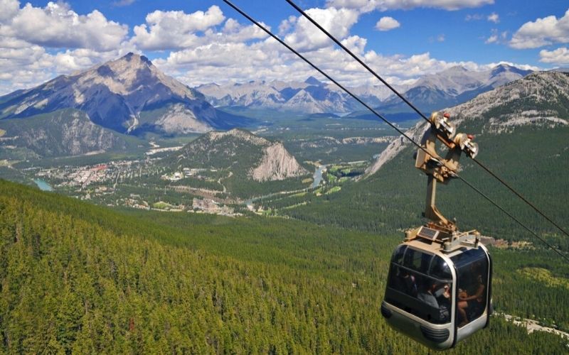 View over Banff and Bow Lake Valley from the gondola.