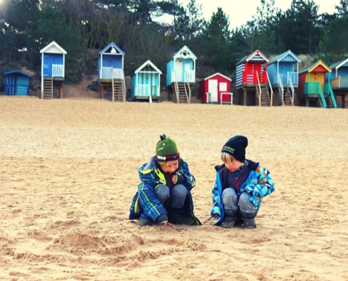 Colourful beach huts at Wells next the Sea beach