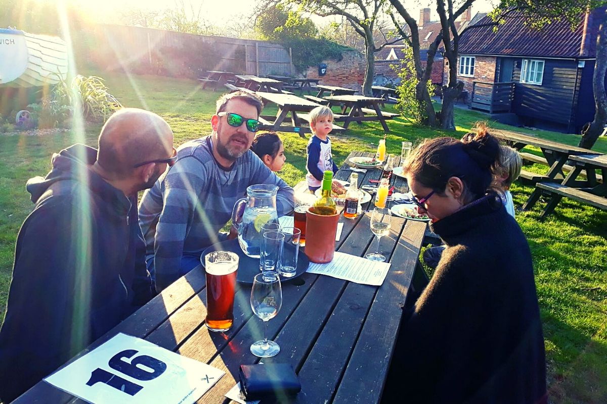 The beer garden at the Ship Inn in Dunwich