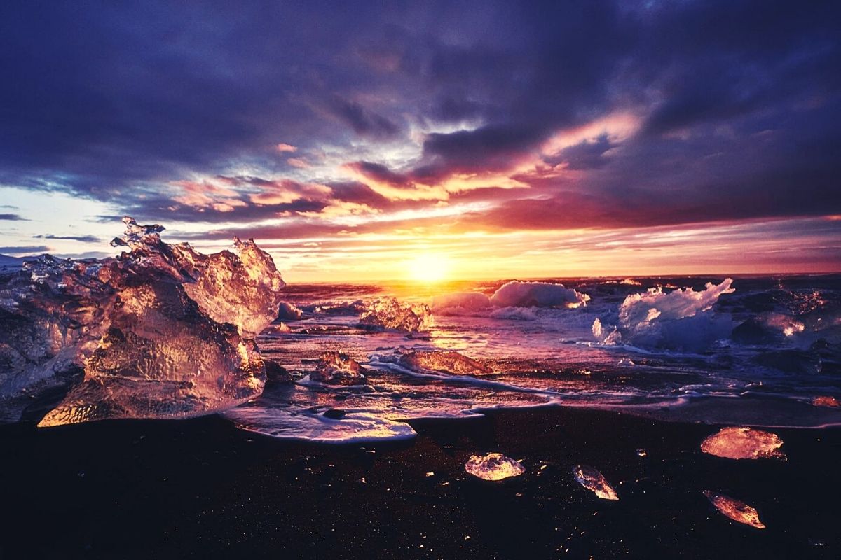 Sunrise at Diamond Beach Iceland