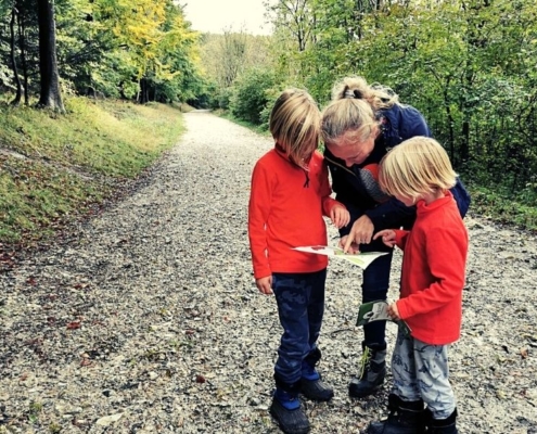Map reading on the Wendover Woods Gruffalo Trail