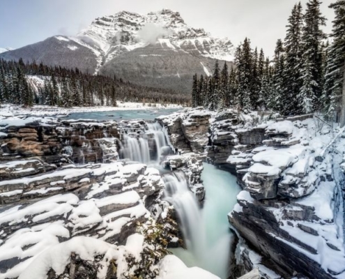 Athabasca Falls in winter