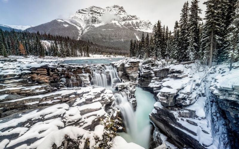 Athabasca Falls in winter