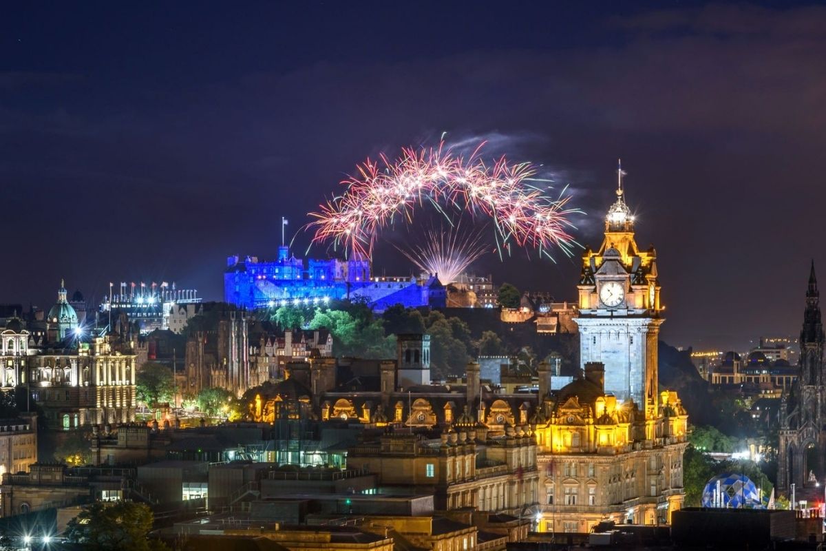 Fireworks over Edinburgh Castle.