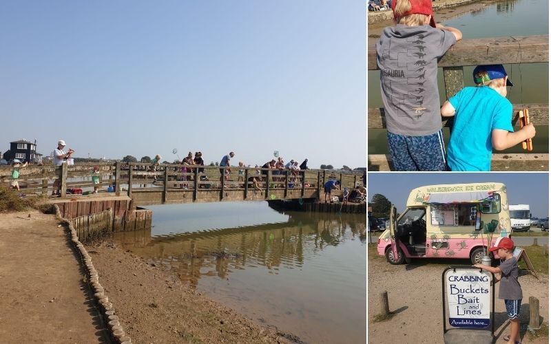 Crabbing at Walberswick in Suffolk.