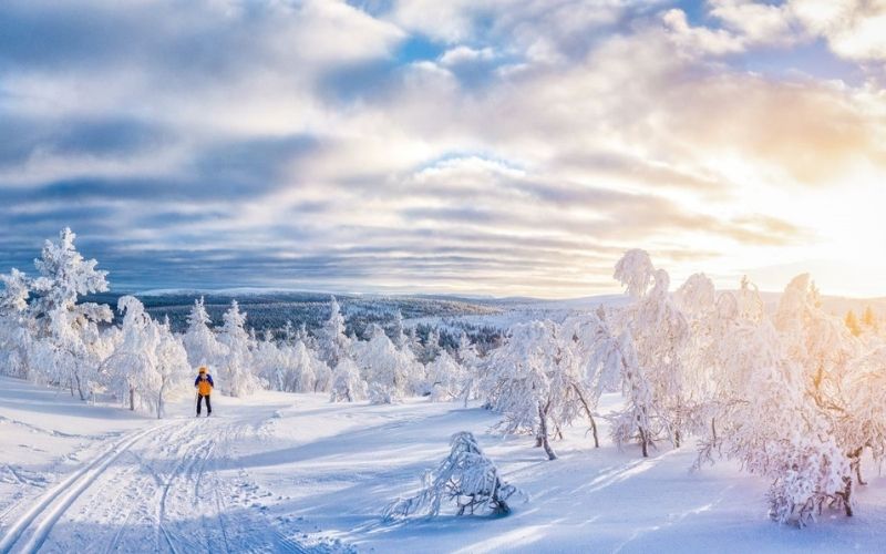 Cross country skiing in Finland.