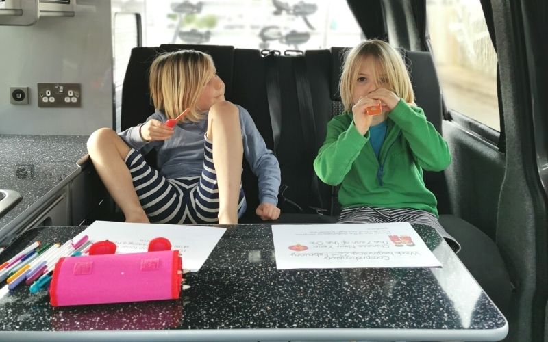 Homeschooling in the campervan with kids.