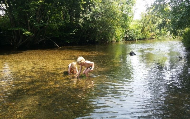 Paddling in batford Springs.