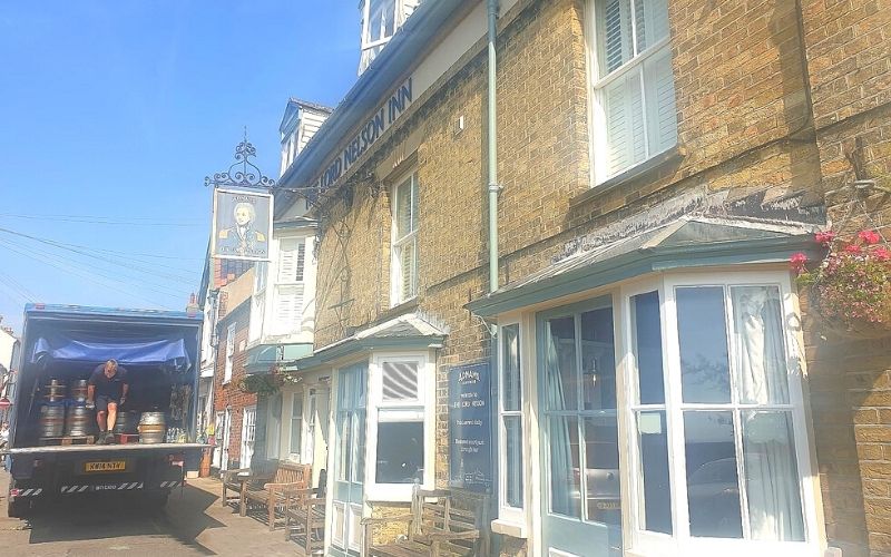 The Lord Nelson in Southwold having their beer delivered.