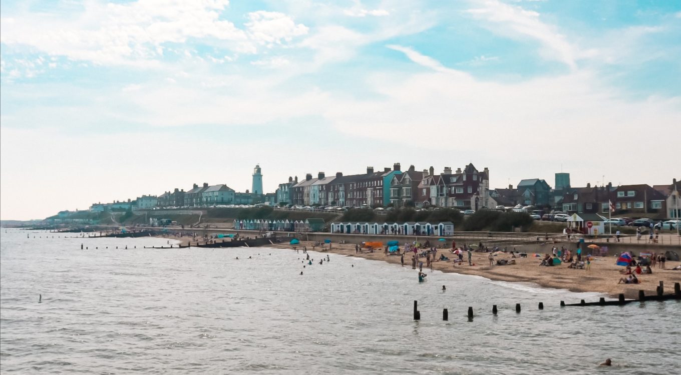 View of Southwold beachfront from Southwold Pier.