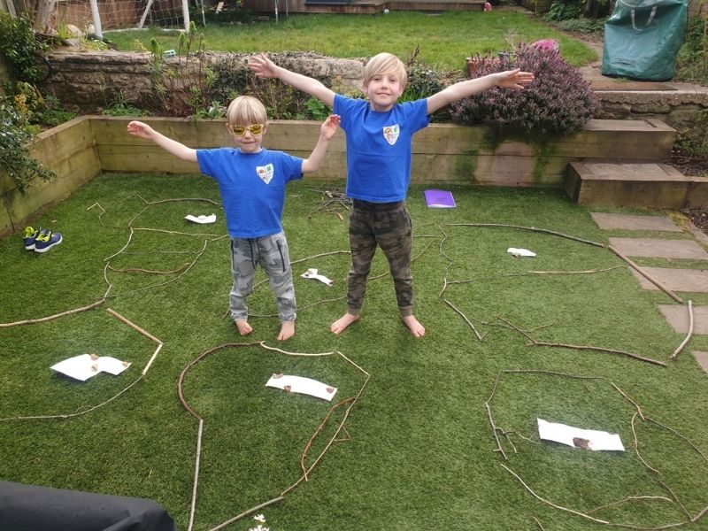 World map made with sticks.