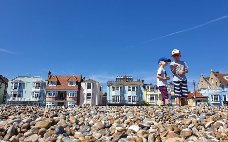 collecting stones on Aldeburgh Beach.