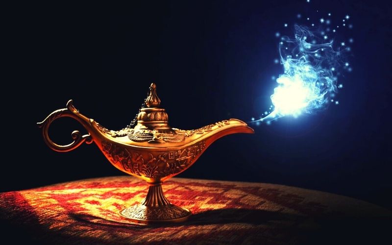 Aladdin's lamp in a Christmas panto - one of the best Christmas events in Hertfordshire