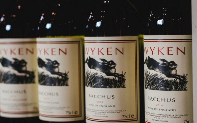Bottles of Wyken bacchus wine.