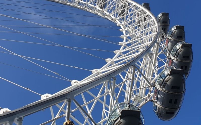 View from below the London Eye looking up.