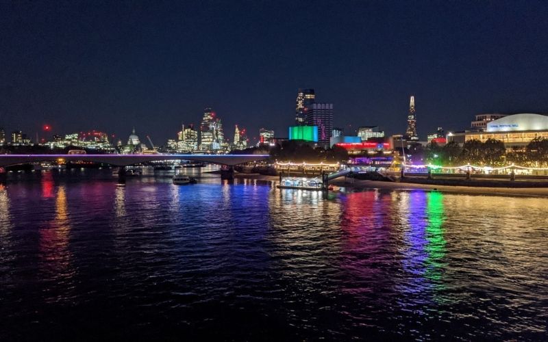 London skyline at night.