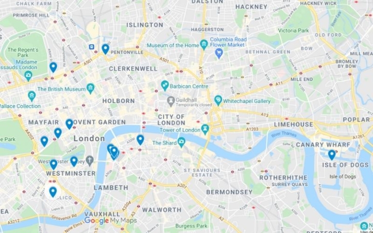Map Of The Best Family Hotels In London 768x480 