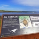 Information board at An Corran beach on the Isle os Skye on a sunny day.
