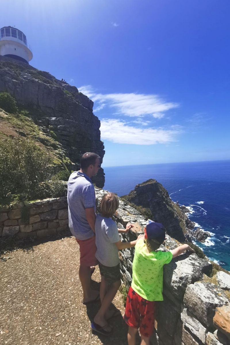 Looking out to Cape Point with the Cape Point lighthouse above.