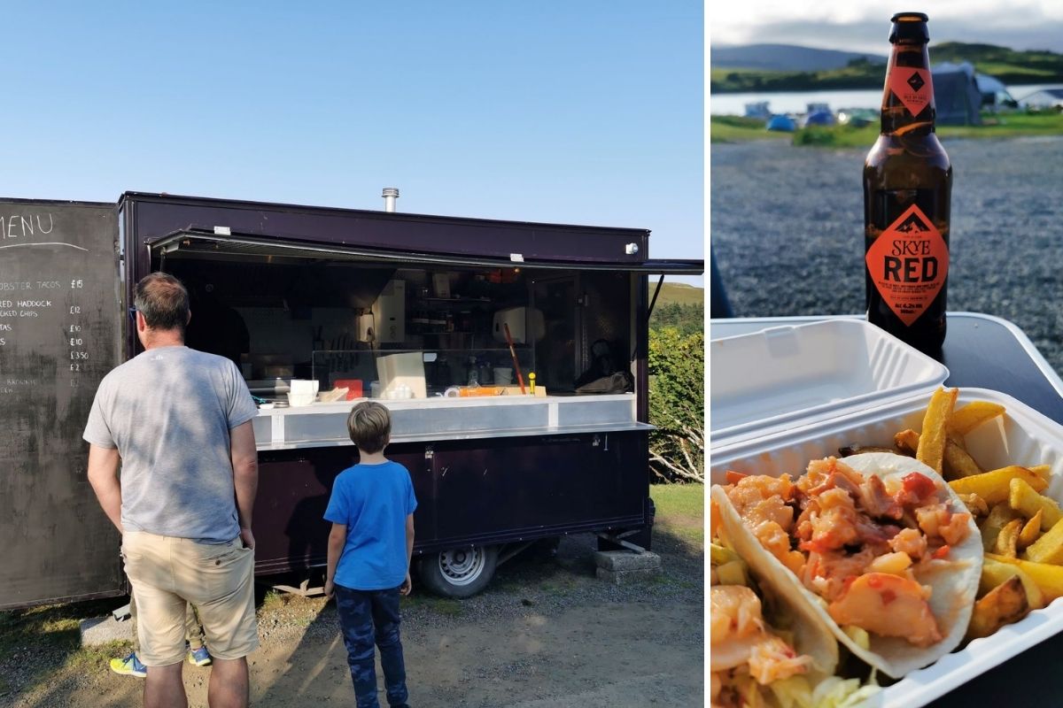 Street food van outside of Kinloch Campsite on the Isle of Skye.