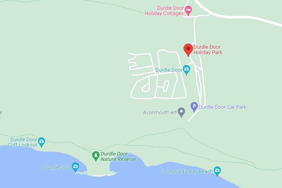 Durdle Door beach map.