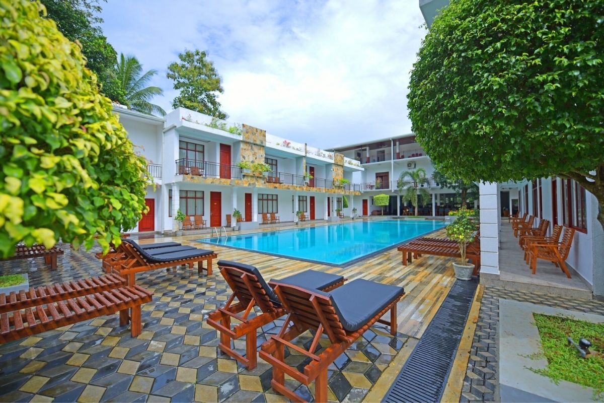 Pool area at the Royal Reach Family Restort in Udawalawe.