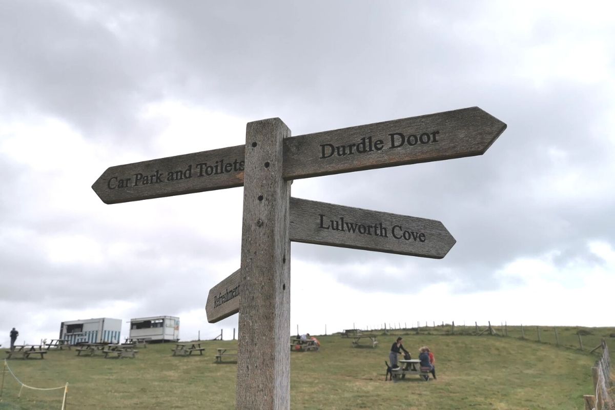 Signpost at Durdle Door.