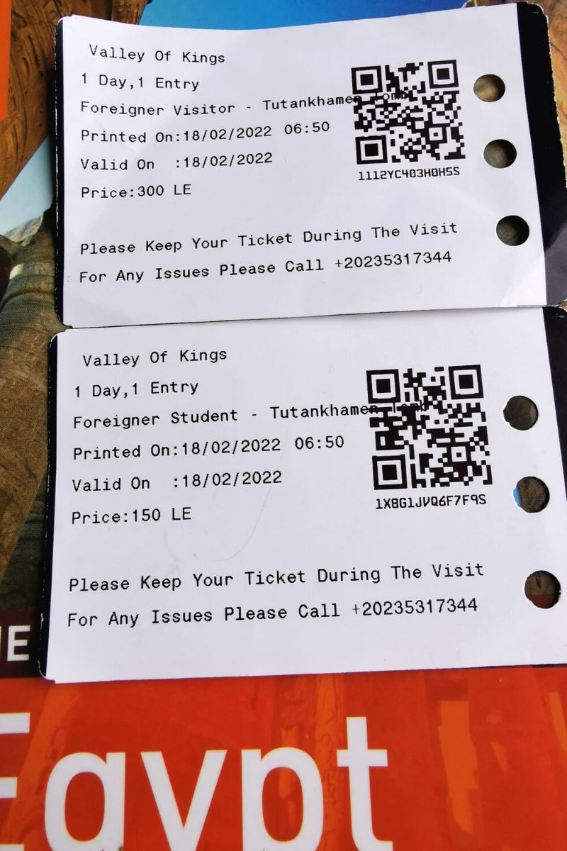 Valley of the Kings entry tickets.