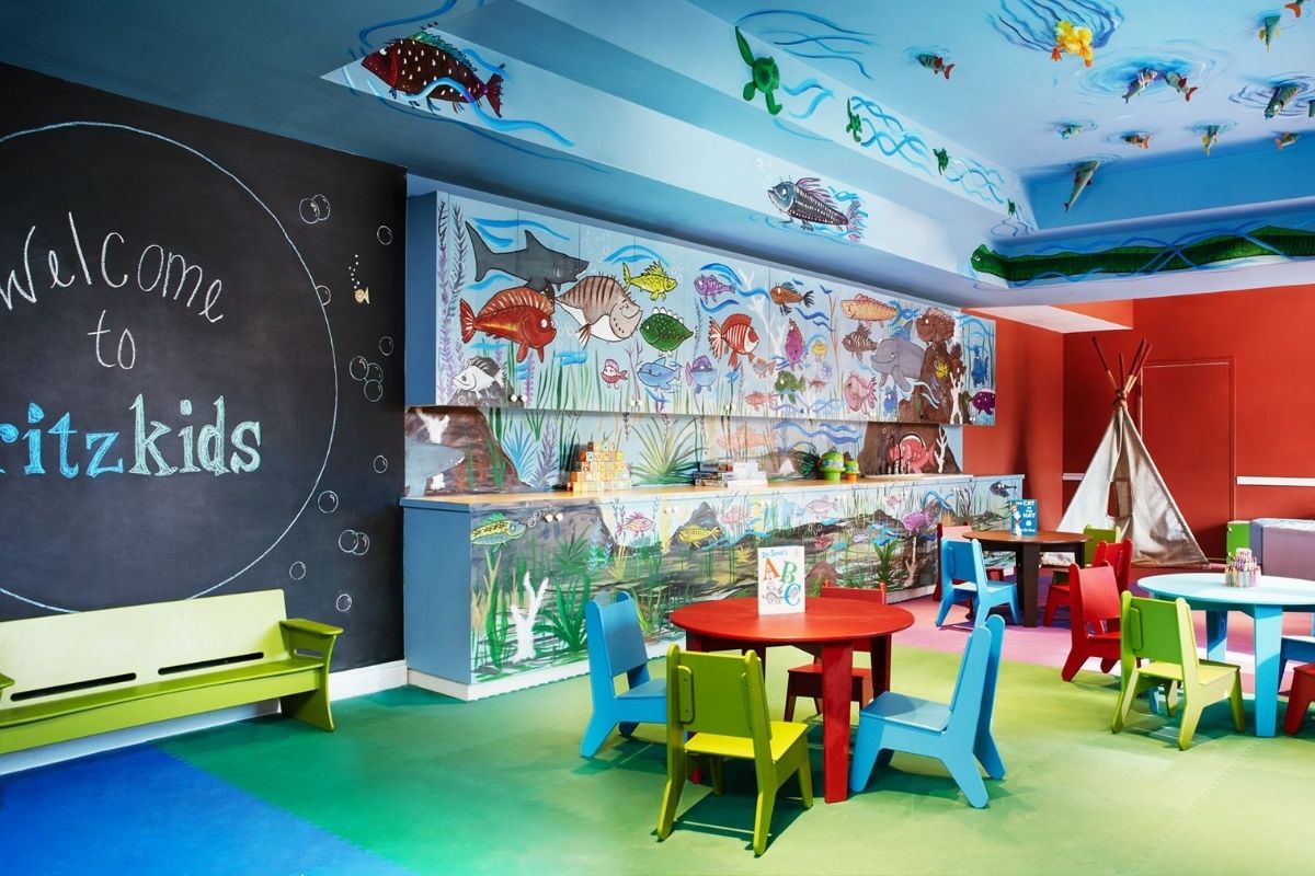 Colorful kids club at The Ritz Carlton Key Biscayne Florida - one of the best hotels on the beach in Florida for families.