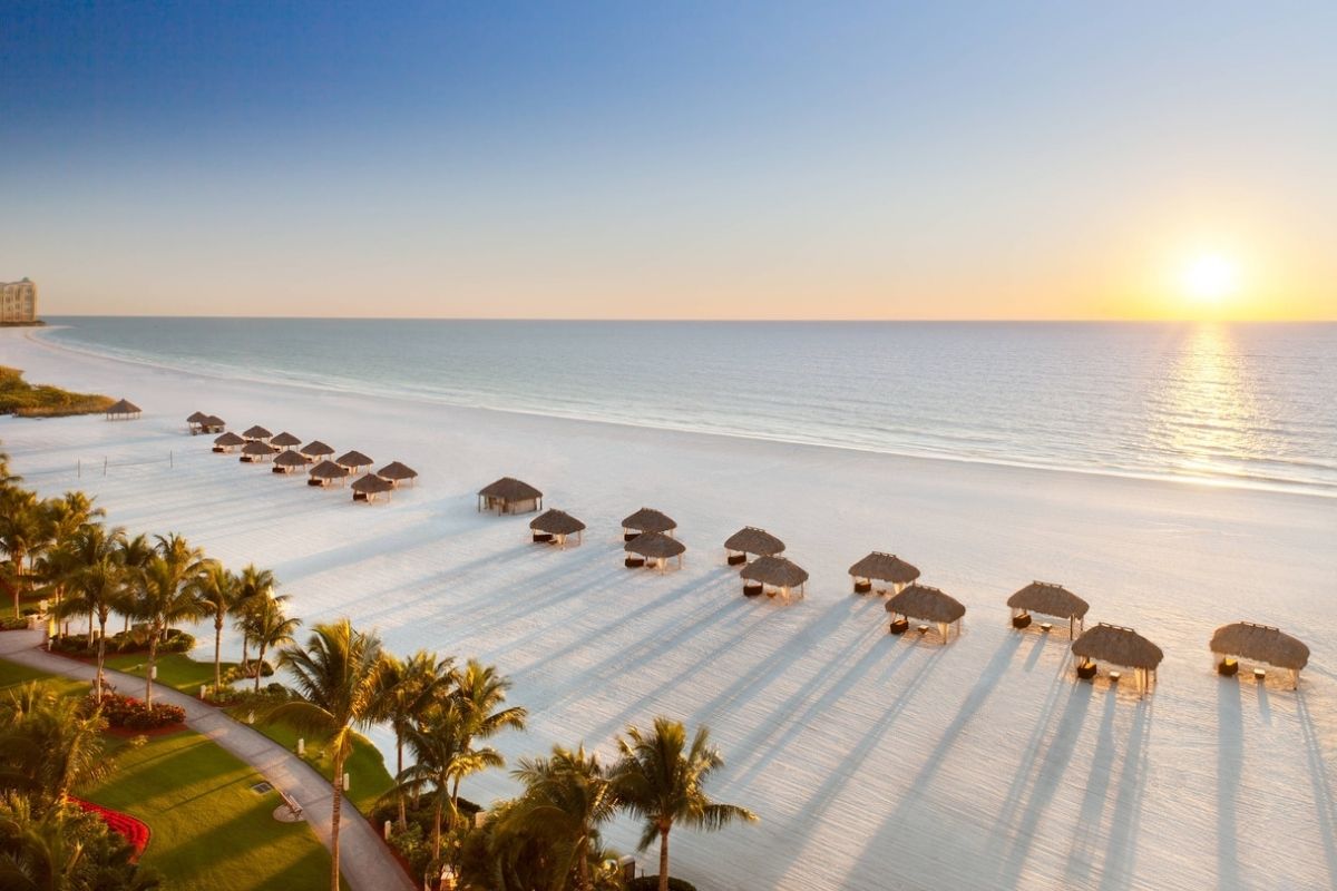 JW Marriott Marco Island beach at sunset.