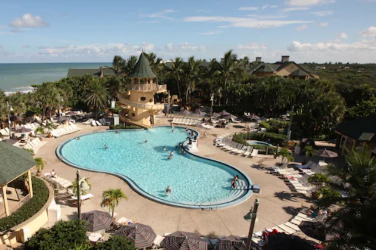 Mickey Mouse shaped pool at Disney's Vero Beach Resort in Florida.