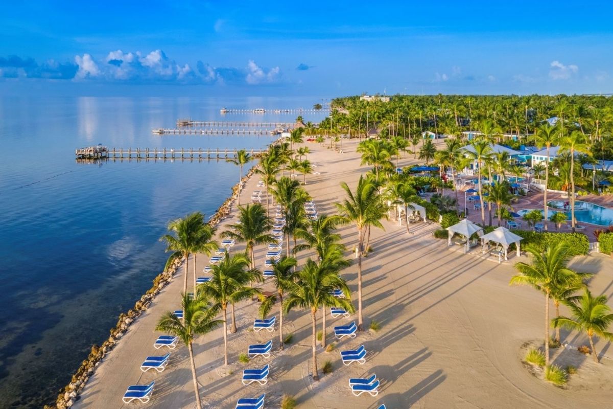Pristine beach of Islander Resort Islamorada in the Florida Keys.