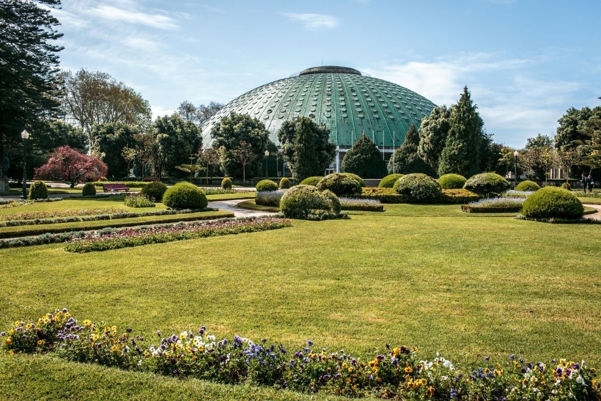 Dome structure in Crystal Palace Gardens in Porto, one of the best things to do in Porto with kids.