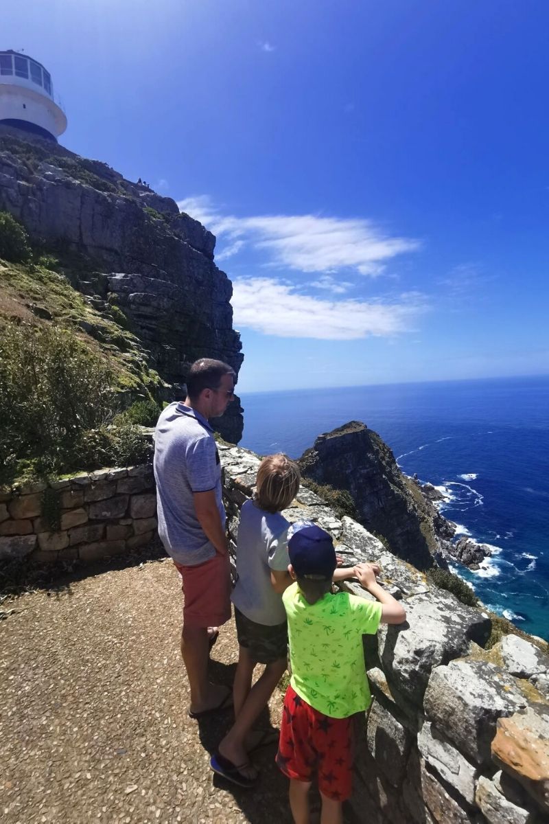 Family looking out over Cape Point in South Africa.
