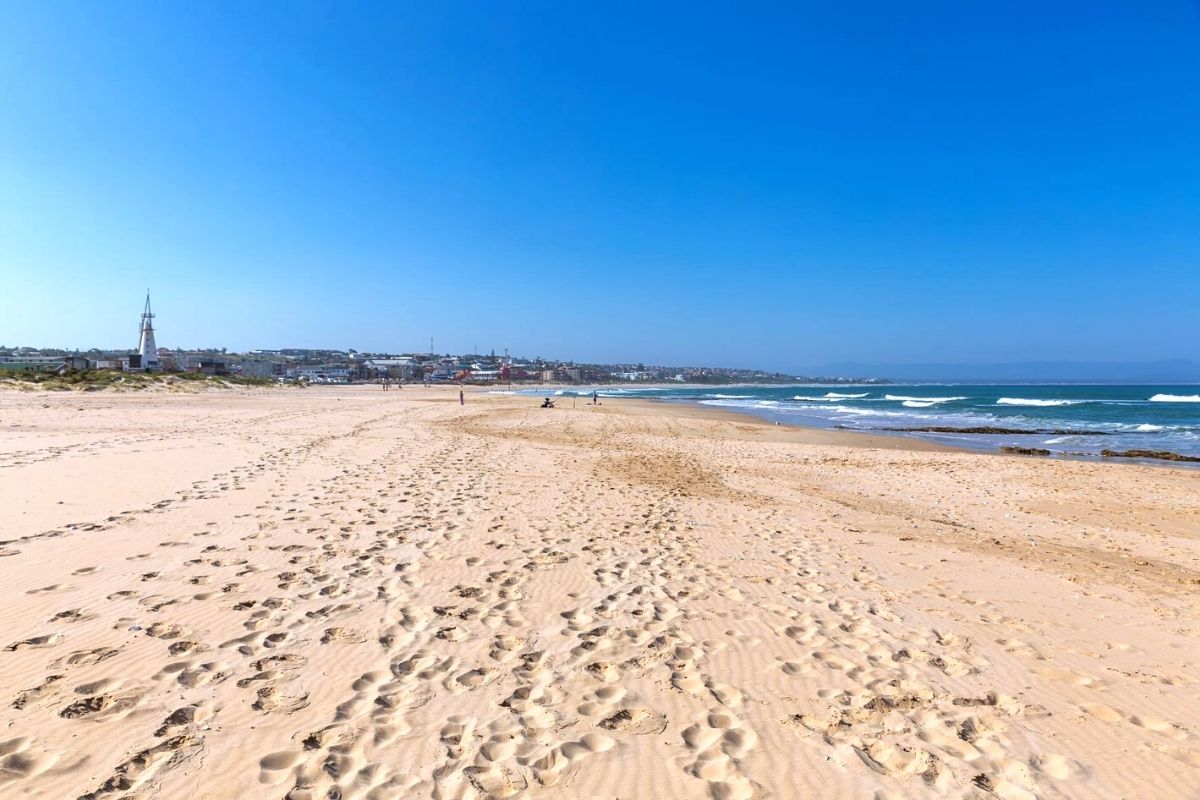 Large stretch of sand at Jeffreys Bay in South Africa.