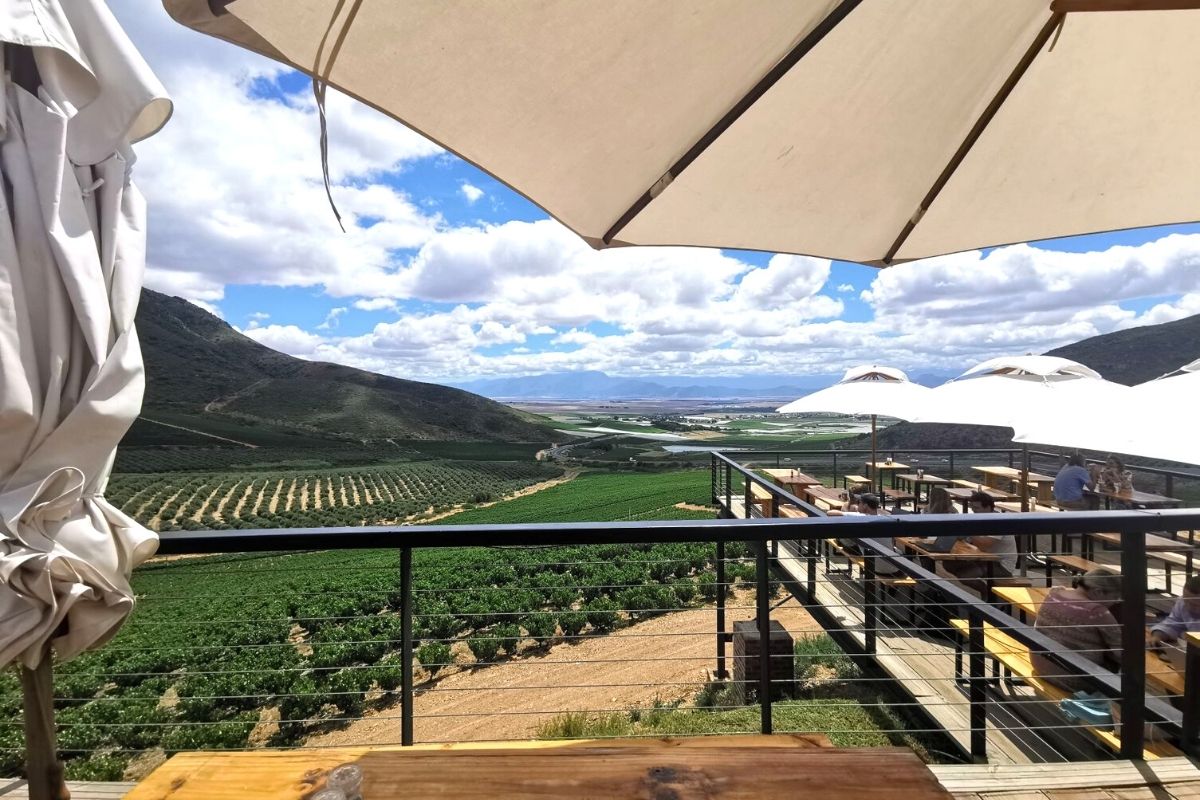 View from the deck of Eight Feet Village in Riebeek Kasteel in South Africa.