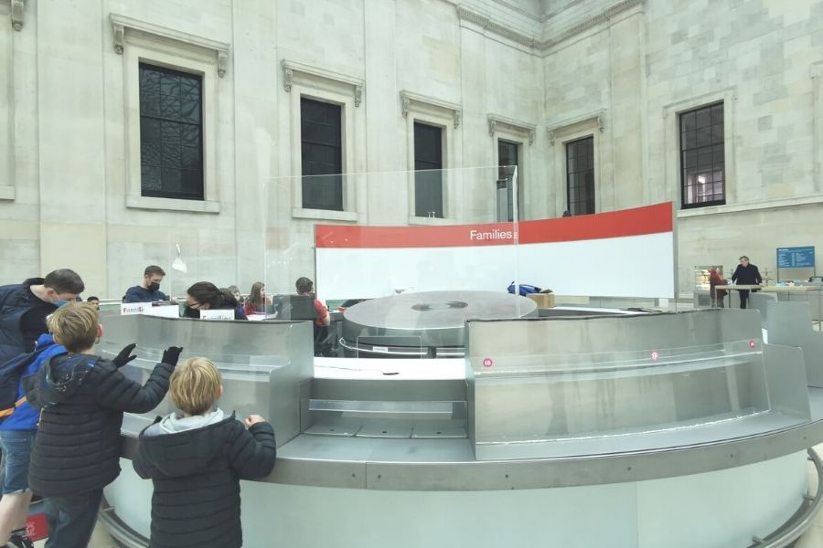 Families desk at the British Museum in London - one of the best museums in London for kids.