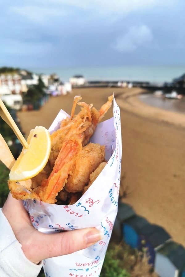 Take away fish and chips from Flotsam & Jetsam in Broadstairs.