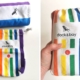 Rainbow striped Dock and Bay towel with matching carry case.