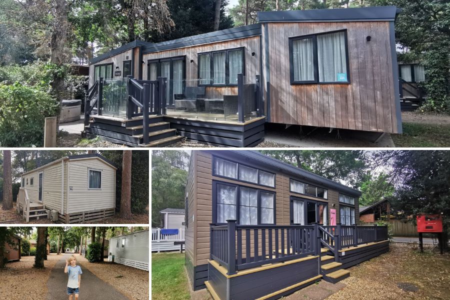 Different types of accommodation at Sandy Balls Holiday Village.