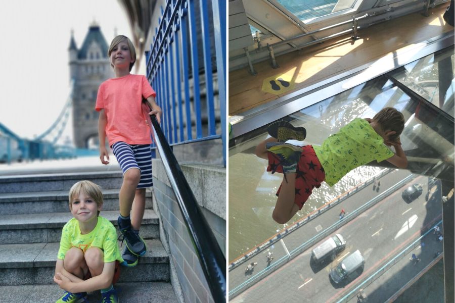 Kids visiting Tower Bridge - one of the top attractions in London for kids..