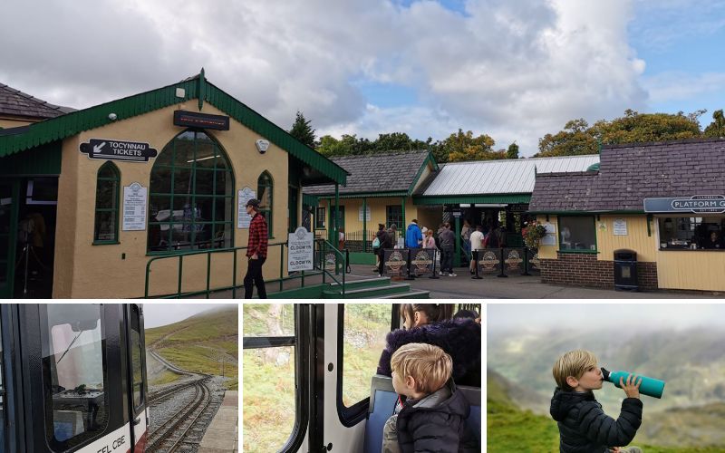 Images of a family visiting the Snowdon Mountain Railway in North Wales with kids.